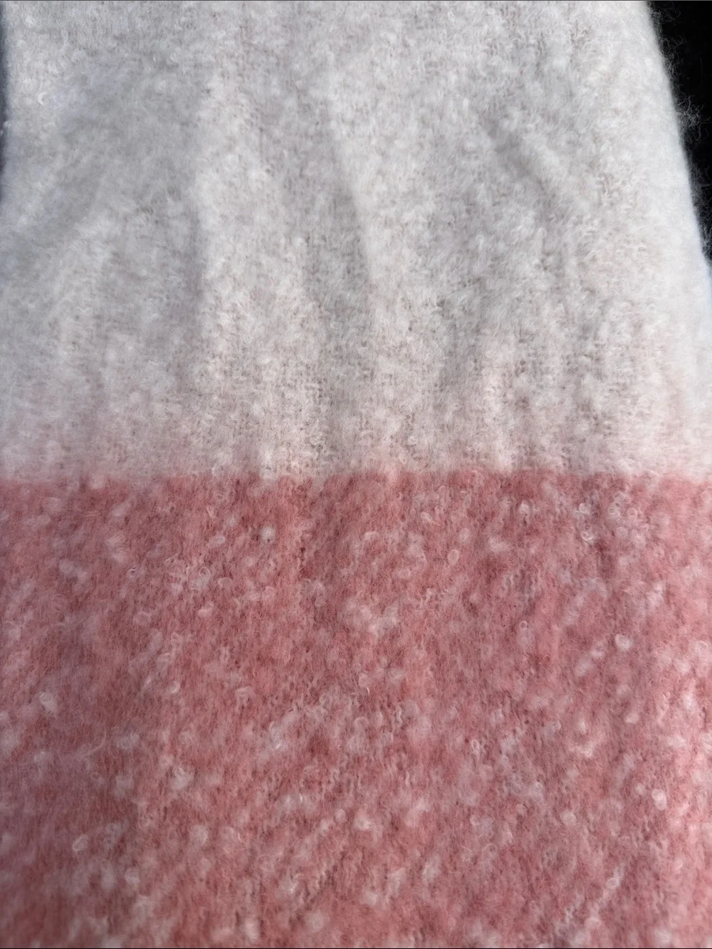 Anthropologie Two-Tone Pink & Cream Fringe Wrap blanket Scarf soft